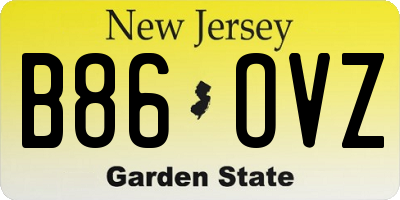 NJ license plate B86OVZ