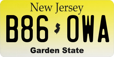 NJ license plate B86OWA