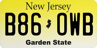 NJ license plate B86OWB