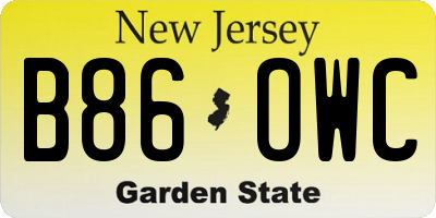 NJ license plate B86OWC