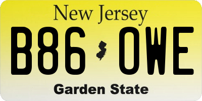 NJ license plate B86OWE