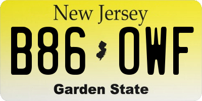 NJ license plate B86OWF