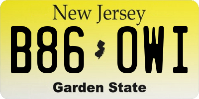 NJ license plate B86OWI