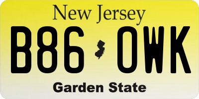 NJ license plate B86OWK