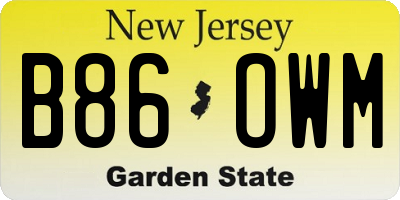 NJ license plate B86OWM