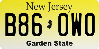 NJ license plate B86OWO