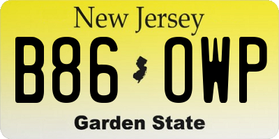 NJ license plate B86OWP
