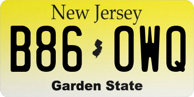 NJ license plate B86OWQ