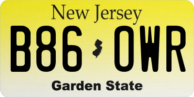 NJ license plate B86OWR