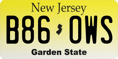 NJ license plate B86OWS