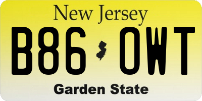 NJ license plate B86OWT