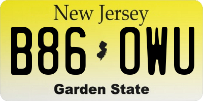 NJ license plate B86OWU