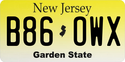 NJ license plate B86OWX