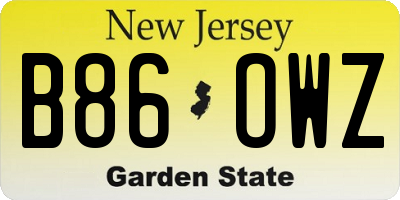 NJ license plate B86OWZ