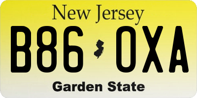 NJ license plate B86OXA