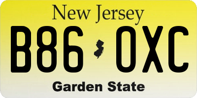 NJ license plate B86OXC