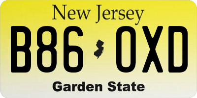 NJ license plate B86OXD