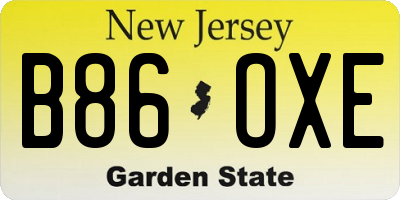 NJ license plate B86OXE