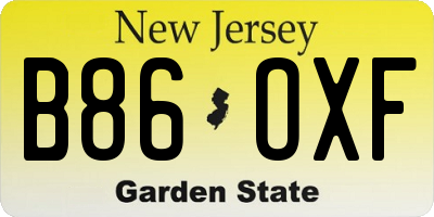 NJ license plate B86OXF