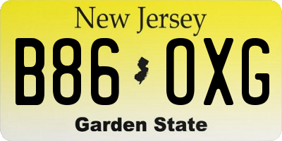NJ license plate B86OXG