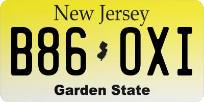 NJ license plate B86OXI