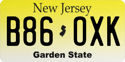 NJ license plate B86OXK