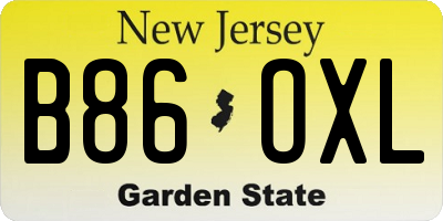 NJ license plate B86OXL