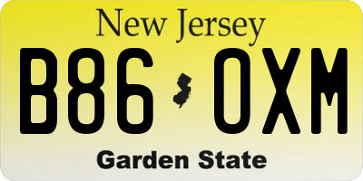 NJ license plate B86OXM