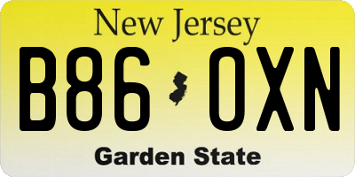 NJ license plate B86OXN