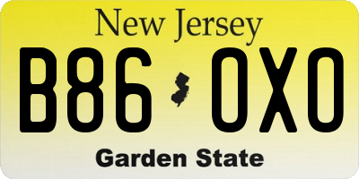 NJ license plate B86OXO