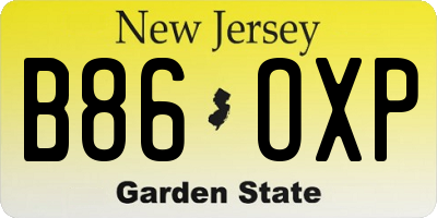 NJ license plate B86OXP