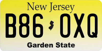 NJ license plate B86OXQ