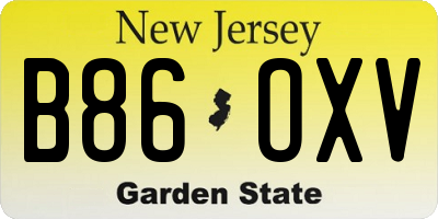 NJ license plate B86OXV