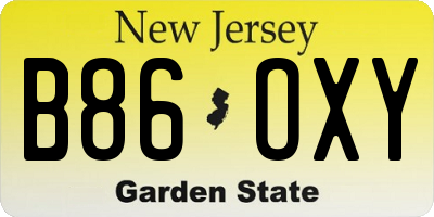NJ license plate B86OXY