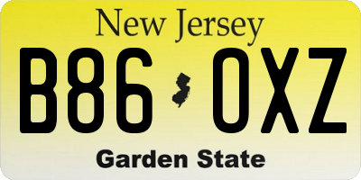 NJ license plate B86OXZ
