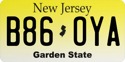 NJ license plate B86OYA
