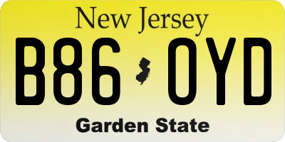 NJ license plate B86OYD
