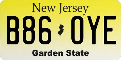 NJ license plate B86OYE