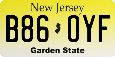 NJ license plate B86OYF