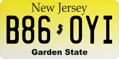 NJ license plate B86OYI