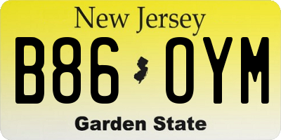 NJ license plate B86OYM