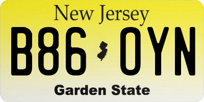 NJ license plate B86OYN