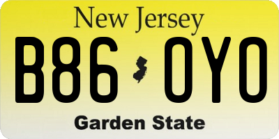 NJ license plate B86OYO
