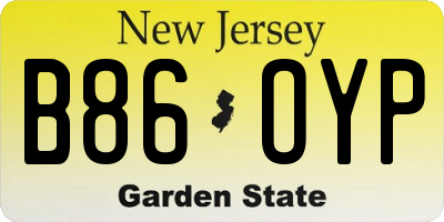 NJ license plate B86OYP