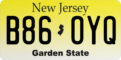 NJ license plate B86OYQ