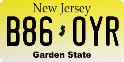 NJ license plate B86OYR