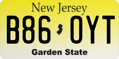 NJ license plate B86OYT