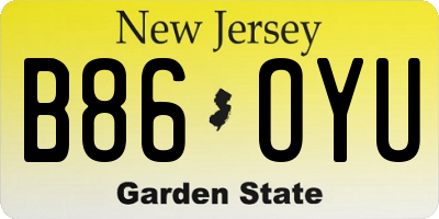 NJ license plate B86OYU