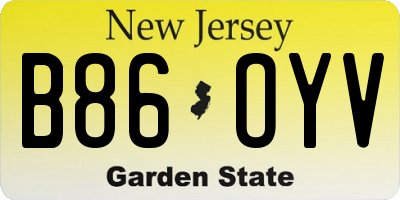 NJ license plate B86OYV