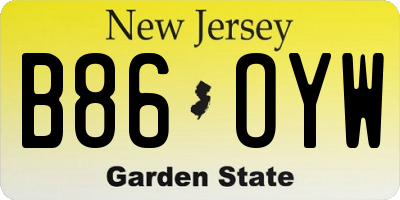 NJ license plate B86OYW